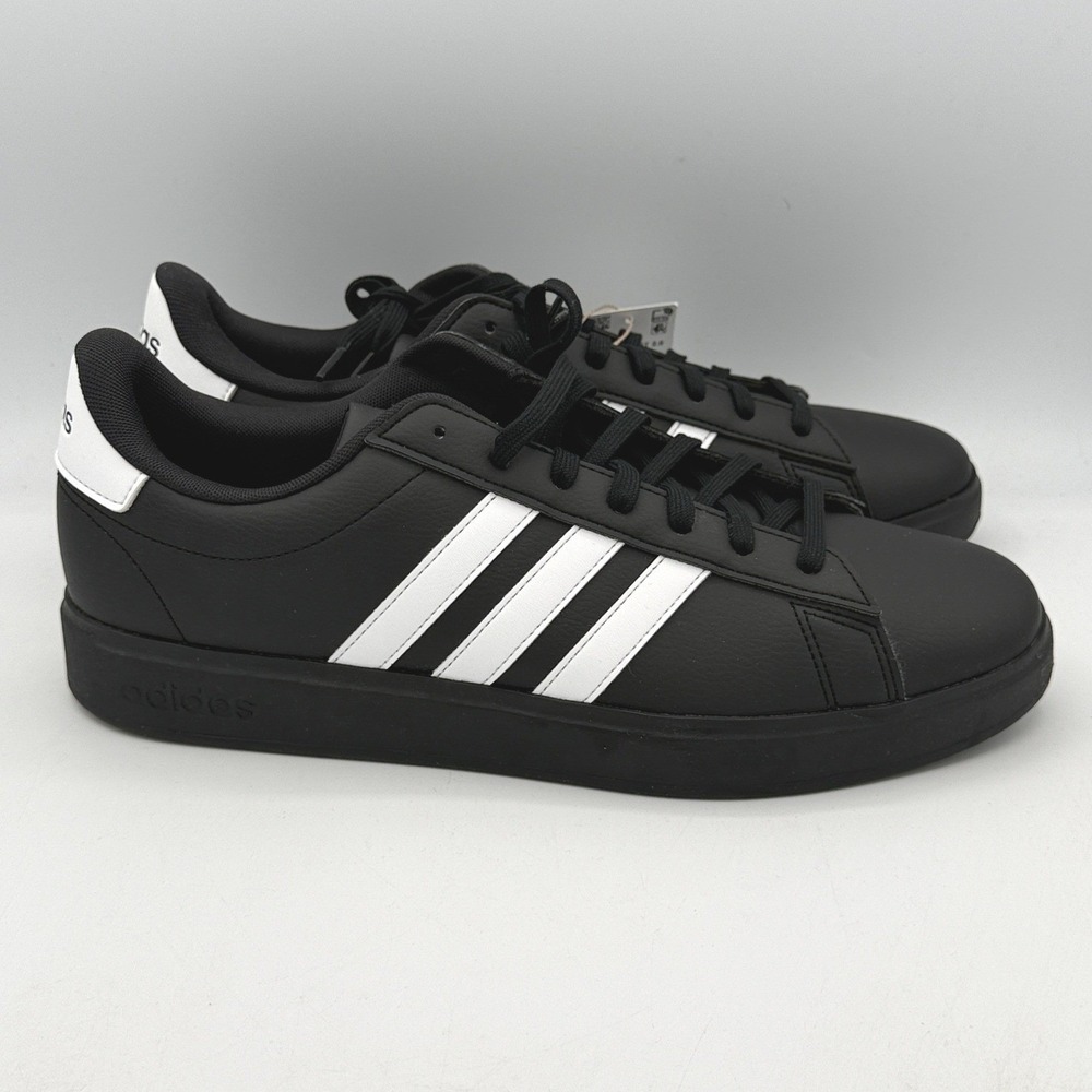 Adidas Grand Court 2.0 Shoes Mens 12 Black White Low Top Casual JR0546